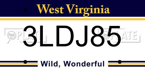 3LDJ85 West Virginia License Plate