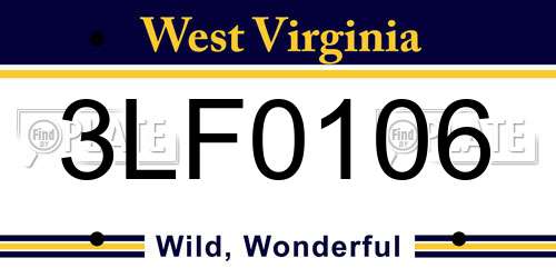 3LF0106 West Virginia License Plate