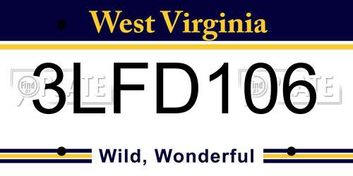 3LFD106 West Virginia License Plate