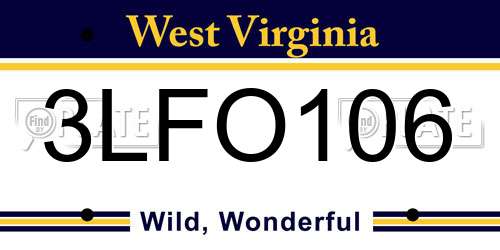 3LFO106 West Virginia License Plate