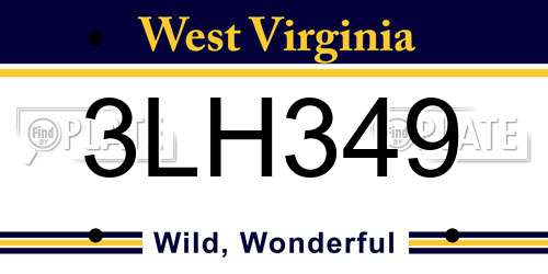 3LH349 West Virginia License Plate