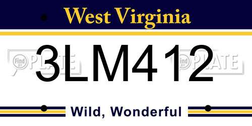 3LM412 West Virginia License Plate