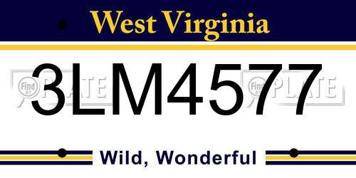 3LM4577 West Virginia License Plate