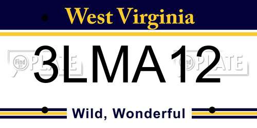 3LMA12 West Virginia License Plate