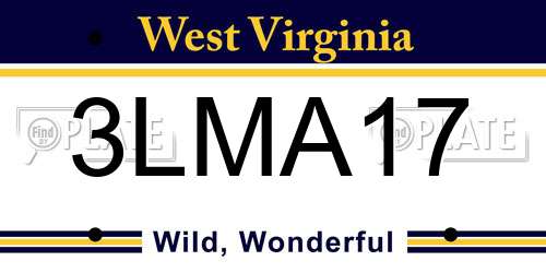 3LMA17 West Virginia License Plate