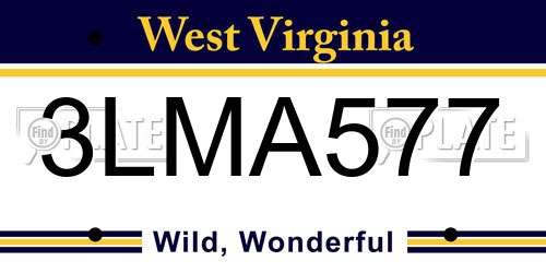 3LMA577 West Virginia License Plate