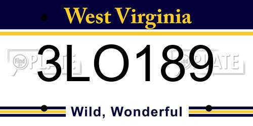 3LO189 West Virginia License Plate