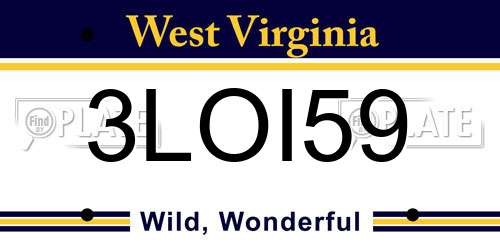 3LOI59 West Virginia License Plate