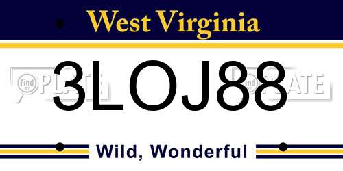 3LOJ88 West Virginia License Plate