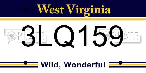 3LQ159 West Virginia License Plate
