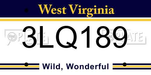 3LQ189 West Virginia License Plate