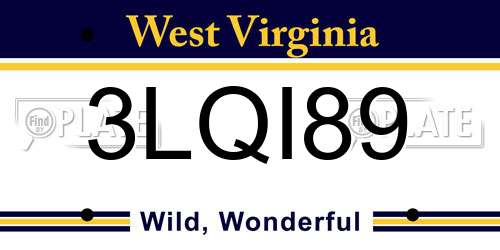 3LQI89 West Virginia License Plate