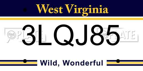3LQJ85 West Virginia License Plate