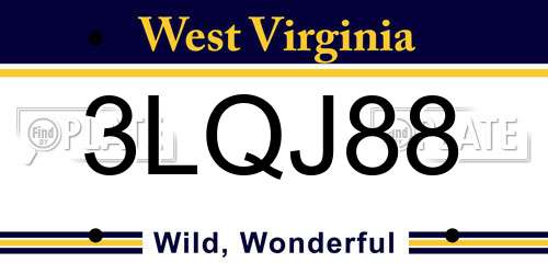 3LQJ88 West Virginia License Plate