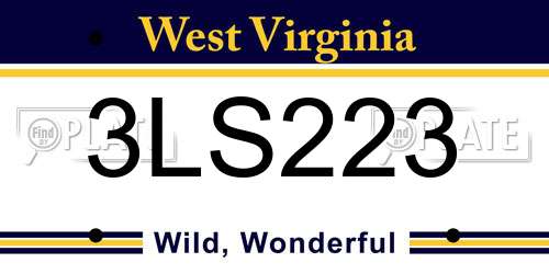 3LS223 West Virginia License Plate