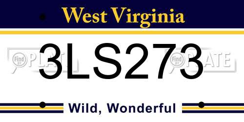 3LS273 West Virginia License Plate