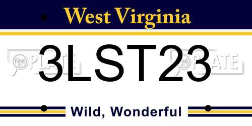 3LST23 West Virginia License Plate
