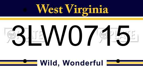 3LW0715 West Virginia License Plate