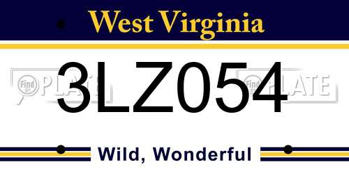 3LZ054 West Virginia License Plate