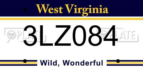 3LZ084 West Virginia License Plate