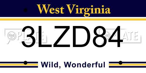 3LZD84 West Virginia License Plate