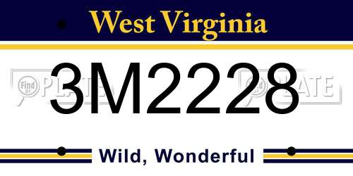 3M2228 West Virginia License Plate