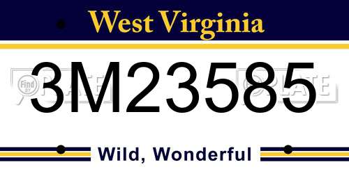 3M23585 West Virginia License Plate