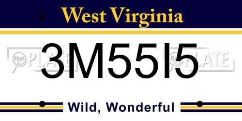3M55I5 West Virginia License Plate