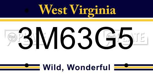 3M63G5 West Virginia License Plate
