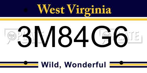 3M84G6 West Virginia License Plate