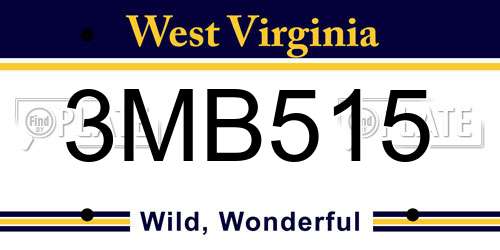 3MB515 West Virginia License Plate