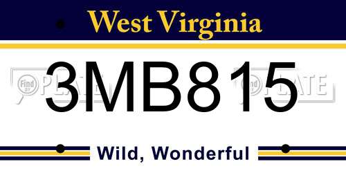 3MB815 West Virginia License Plate