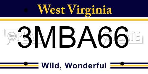 3MBA66 West Virginia License Plate