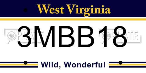 3MBB18 West Virginia License Plate