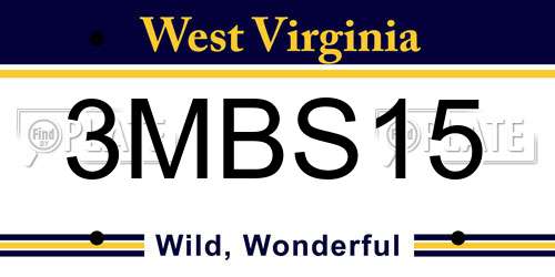 3MBS15 West Virginia License Plate