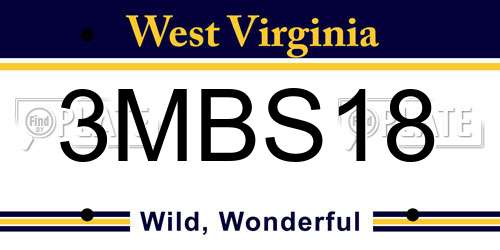 3MBS18 West Virginia License Plate