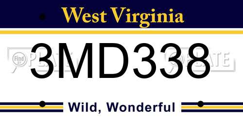 3MD338 West Virginia License Plate