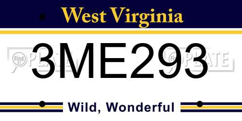 3ME293 West Virginia License Plate