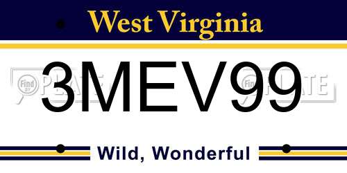 3MEV99 West Virginia License Plate