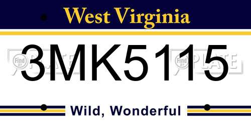 3MK5115 West Virginia License Plate