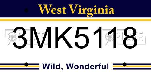 3MK5118 West Virginia License Plate