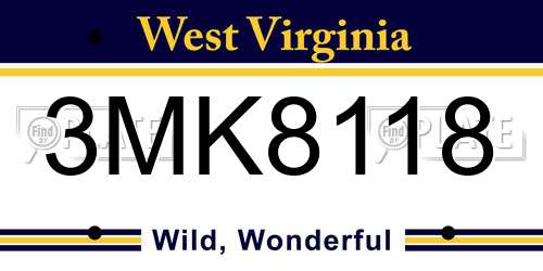 3MK8118 West Virginia License Plate