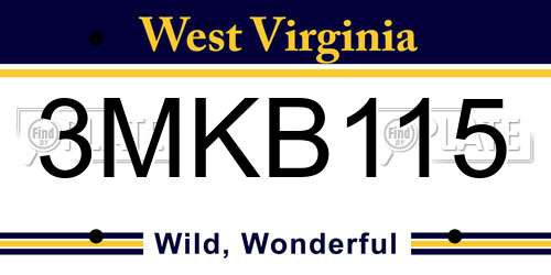 3MKB115 West Virginia License Plate