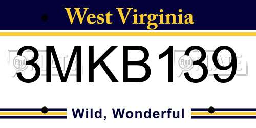 3MKB139 West Virginia License Plate