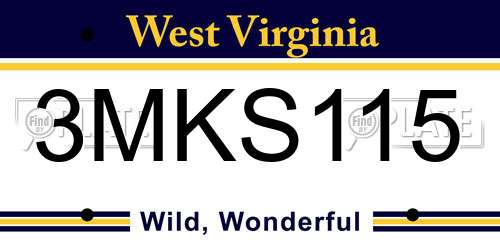 3MKS115 West Virginia License Plate