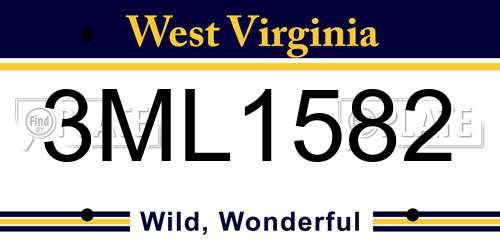 3ML1582 West Virginia License Plate