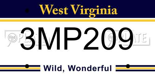 3MP209 West Virginia License Plate