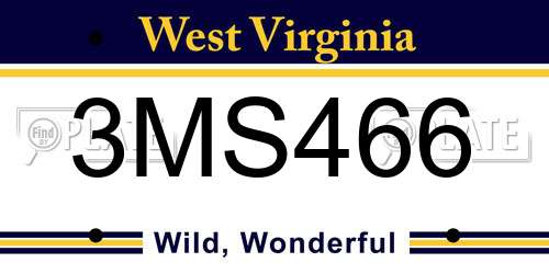 3MS466 West Virginia License Plate