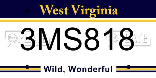 3MS818 West Virginia License Plate