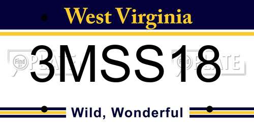 3MSS18 West Virginia License Plate